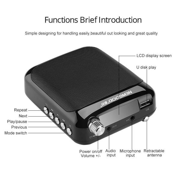 2018 NEWGOOD Bluetooth 2.4Ghz Wireless Headset Microphone Voice Amplifier Loudspeaker for Classroom,School,Yoga,Coach