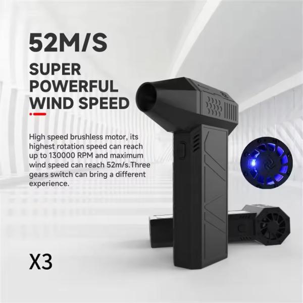 Mini Rechargeable X3 Brushless Turbo Jet Fan Electric Air Blower Vacuum Cleaner for Car Dust Cleaning