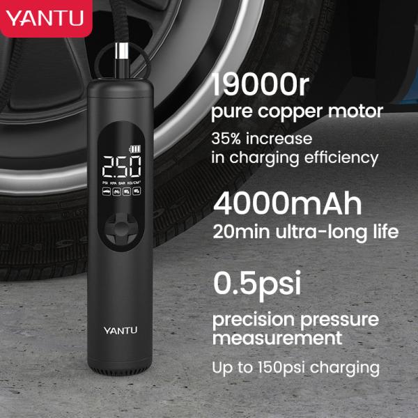 YANTU A23 Portable Wireless Rechargeable Tire Inflator Emergency Light and Noise ≤80dB