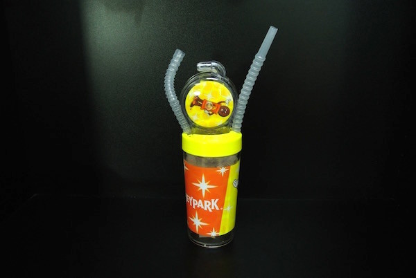 Yellow Cartoon Water Bottle , Windmill Style Kids Water Bottles With Fun