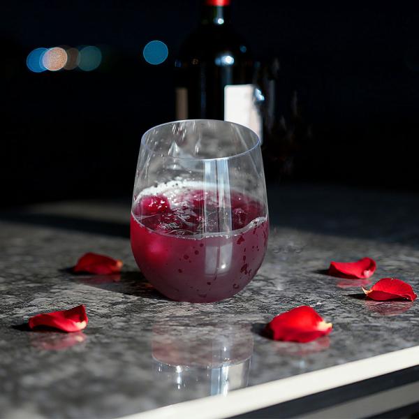 Clear Plastic Wine Cup 12Oz Unbreakable & Crystal Plastic Stemless Champagne Glasses for Parties Weddings