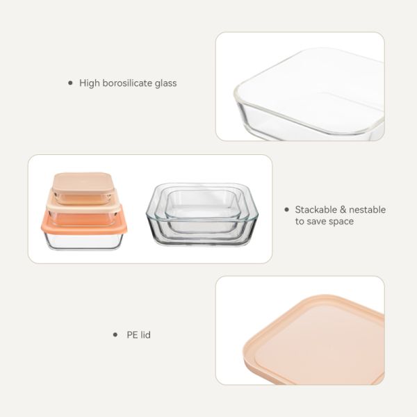 Microwave and Dishwasher Safe Borosilicate Glass Food Storage Containers with BPA-Free Lids