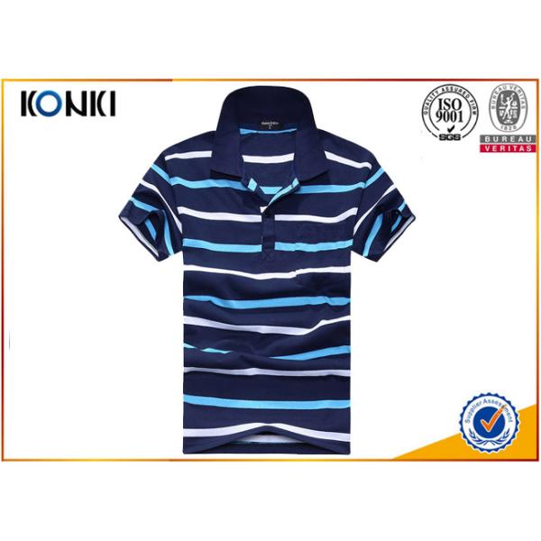 200 Grams 100% Cotton Stripes Print Style Customized Embroidered Polo Shirts For Mens