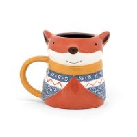Wholesale 3D Animal Orange Squirrel Shaped Ceramic Milk Mugs Porcelain Christmas Gift With Handpainting