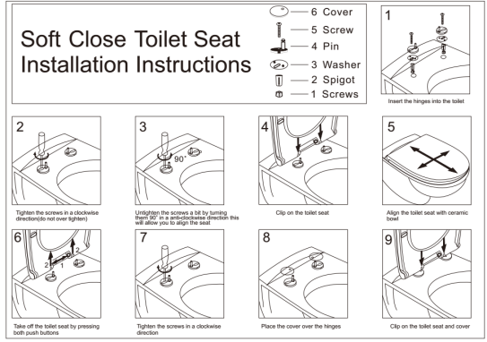 Siège de toilette UF de conception super mince avec charnière en acier inoxydable