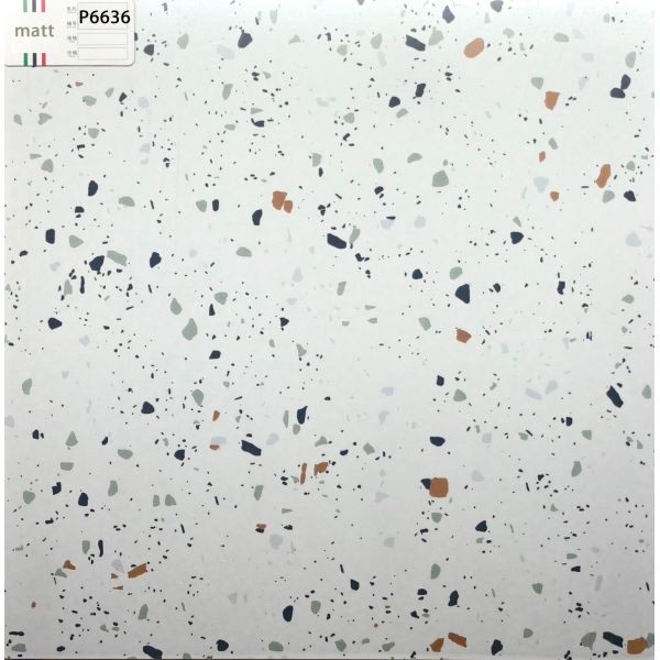 Grade AAA Gray 600x600mm Terrazzo Ceramic Inside Floor Tiles For Dining Room and Bedroom