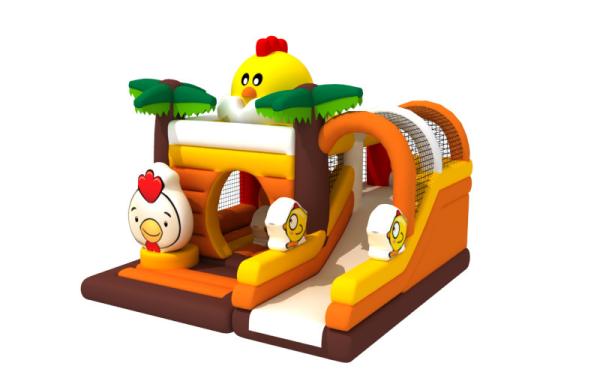 Digital Printing Inflatable Combos Chicken Cartoon Inflatable Bouncy House With Slide Jumping House