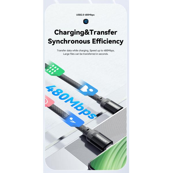 ES-X55 Series Magnetic Absorption Quick Charge Cable USB C To Type C Cable 100W 240W 1m