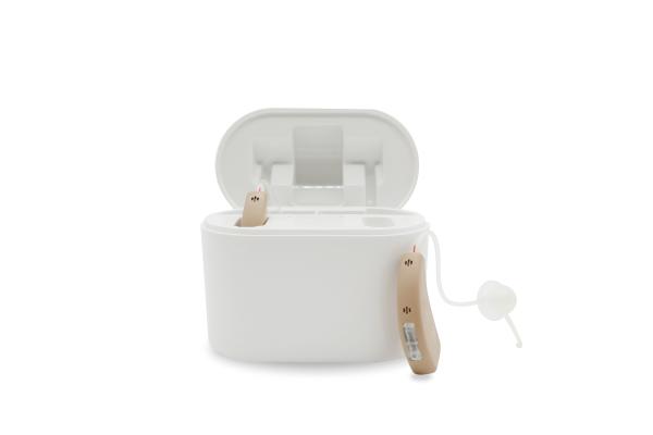 White Beige BTE Rechargeable Hearing Aid Retone Personal Amplifier For Hearing Impaired