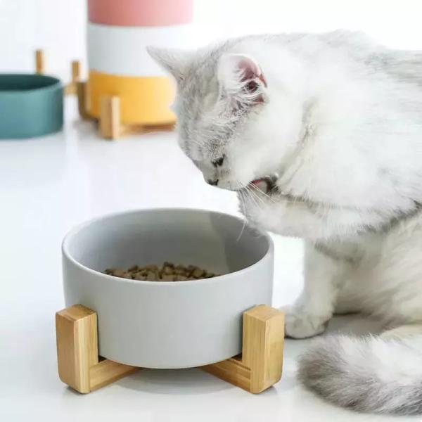 Atacado Tigelas de Cerâmica Ecológicas para Cachorros Tigelas Grandes Elevadas Tigelas de Água para Gatos Antiderrapante para Cães e Gatos
