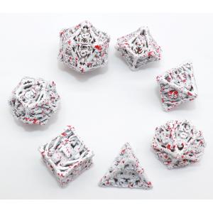 Рука высекла белую мини Polyhedral 7 части кости DND установила портативный