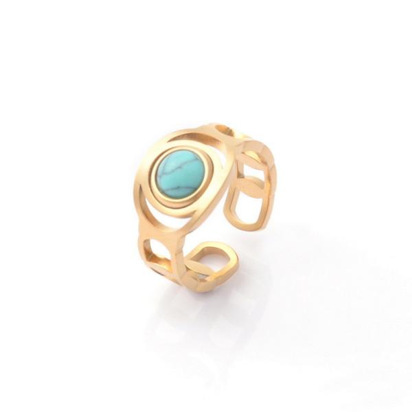 Ring women's fashion niche design sense titanium steel peacock stone women's ring light luxury temperament versatile open index finger ring