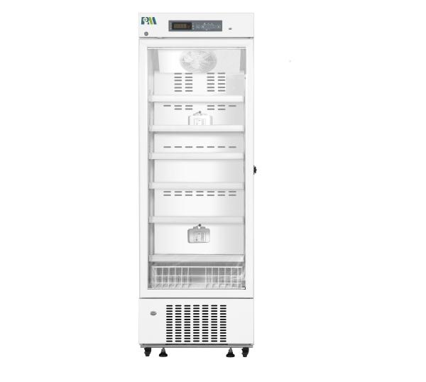 refrigerador farmacêutico biomedicável da categoria da única porta 315L de vidro com refrigerar de ar real da força