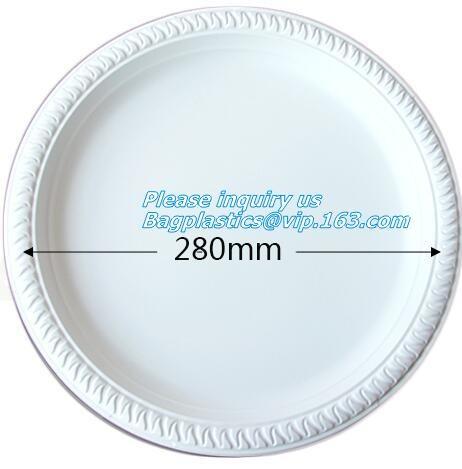 Round 11 inch 4 compartment disposable corn starch plates,3 compartments disposable corn starch plates, corn starch pack