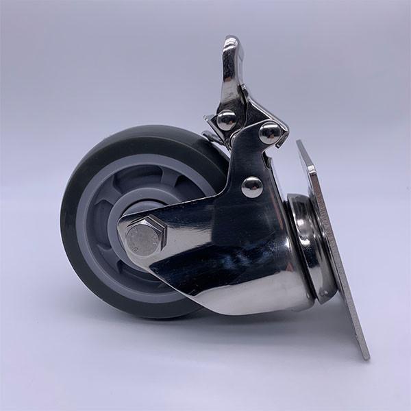 Stainless Steel Fork PU Tread Locking Caster 75mm 100kg Load