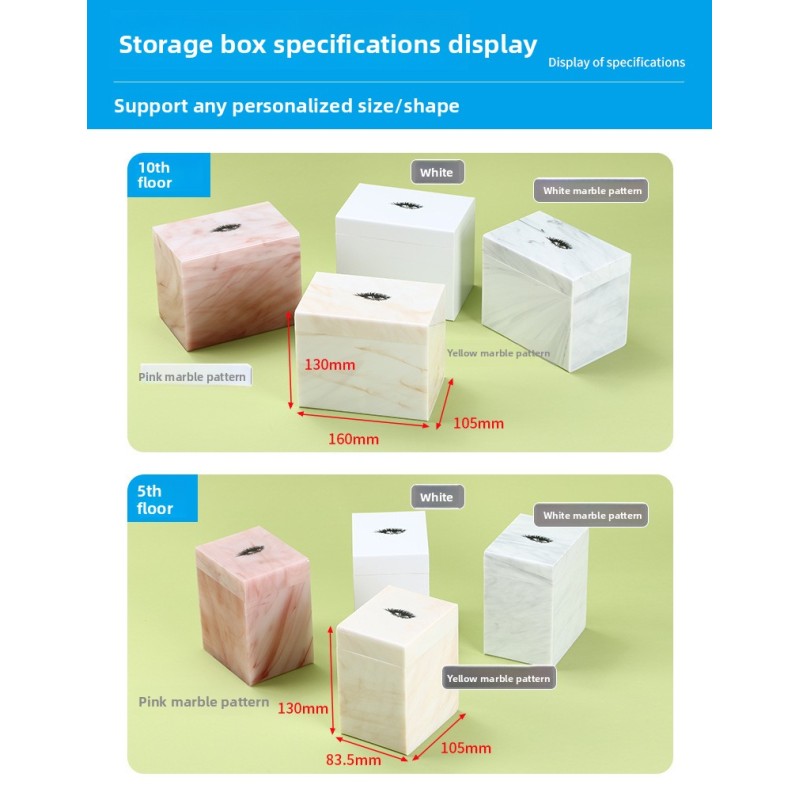 Factory Wholesale Acrylic Marble Eyelash Storage Box Grafting Dust-proof Flip-type Display Cosmetic Storage Box