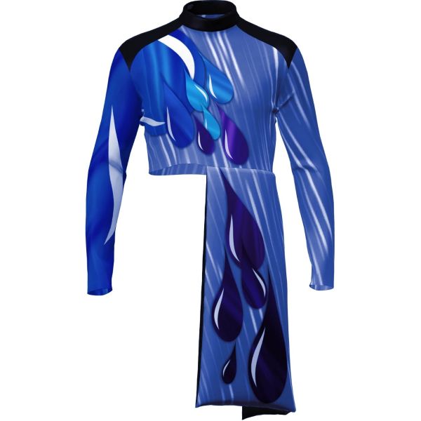 Full length dance Unitard with sleeves custom printing;Color Guard,marching band