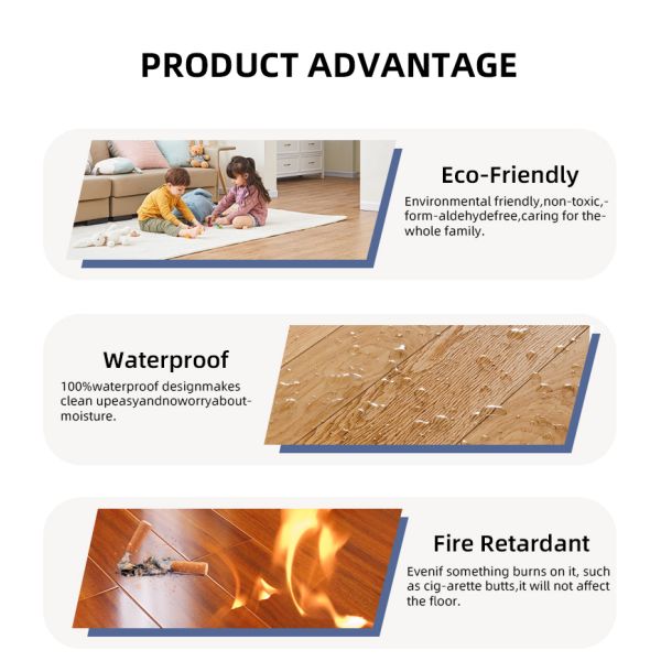 6mm Waterproof Fireproof SPC Vinyl Flooring Rigid Core Click Lock Tiles for Commercial Building Projects