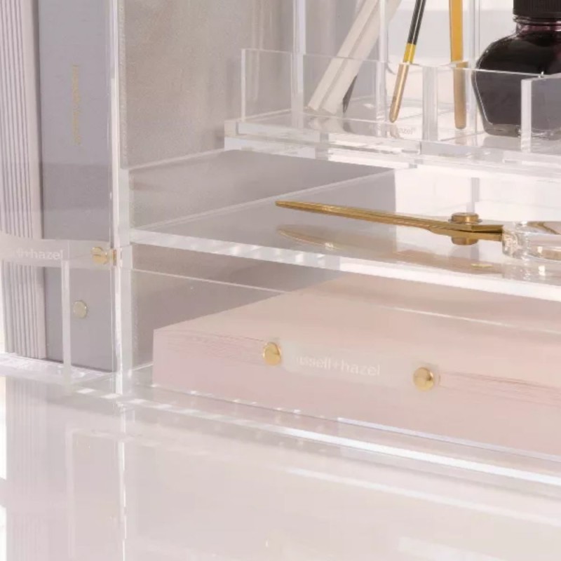 Custom Single-Tier Clear Acrylic File Box with Handle Easy Installation Standing Desktop Office Organizer Storage Solution