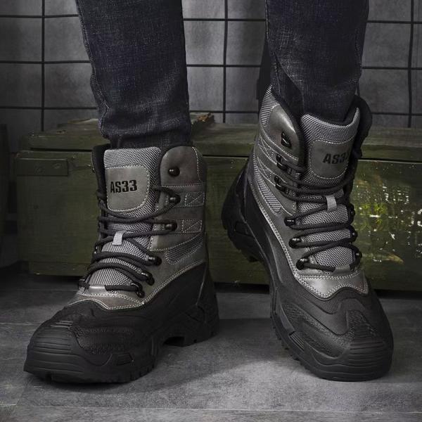 Waterproof Tactical Safety Shoes Grey Slip Resistant Combat Boots For Hiking Rescue