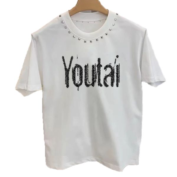 Manufacturer Wholesale Custom Summer Men'S T-Shirts Blank 100% Cotton Print Graffiti Rivet Design Tee Tshirt for Men