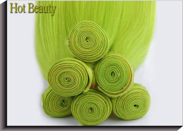 Fluorescent Green Virgin Human Hair Extensions No Shedding 100g / Pack