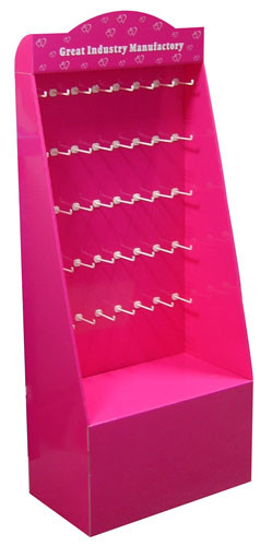 Purple / Gold Peg Hook Display , Economical Cardboard Product Stands