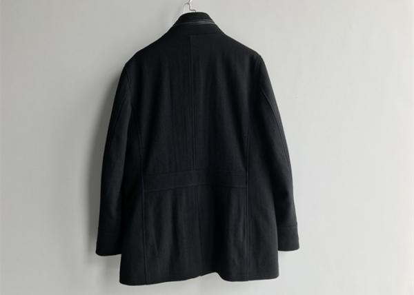Winter Mens Medium Trench Coat Black Cashmere Trend Outwear Welt Pockets