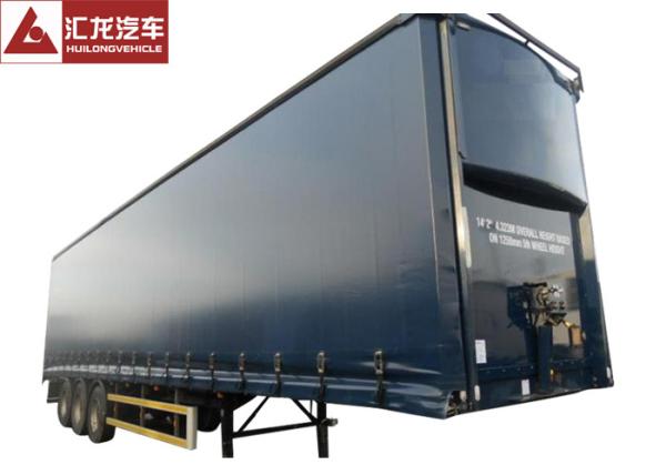 Aerodynamics Curtain Side Step Deck Trailer , Curtain Side Lorry With Light Curb Plate