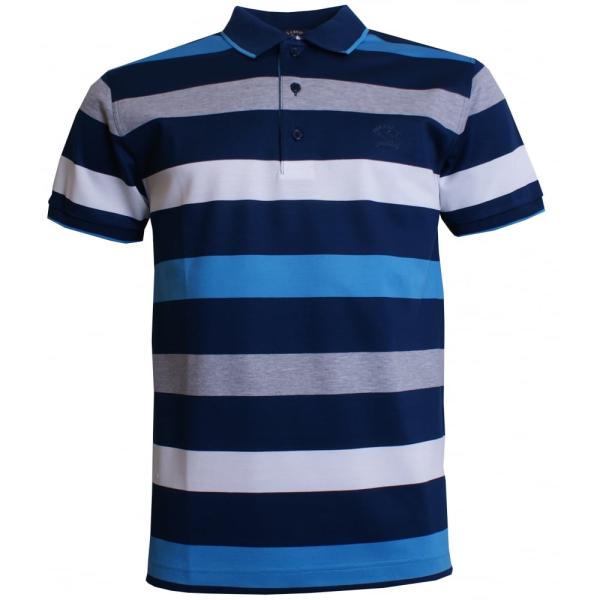 Bamboo Cotton Anti Pilling Mens Striped Polo Shirts Black White Strips Founded