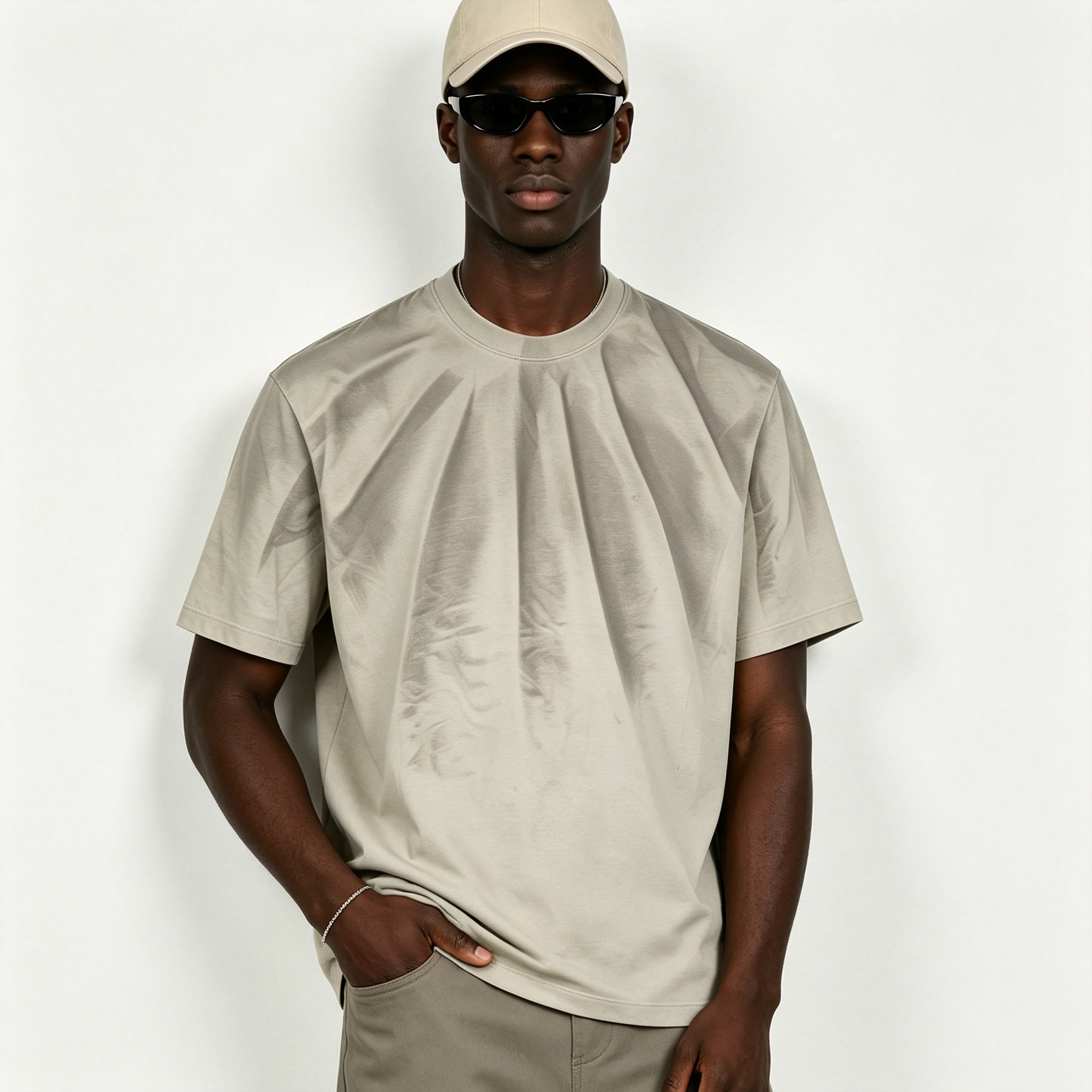 Men’s Gradient Spray Washed Cotton T-Shirt 250GSM Oversized Streetwear Casual Tee