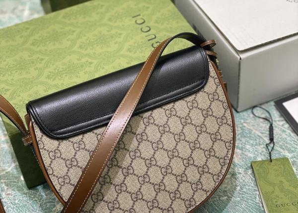 Classic GG Deerskin Texture Inclined Shoulder Bag Monogram Canvas 22cm Length