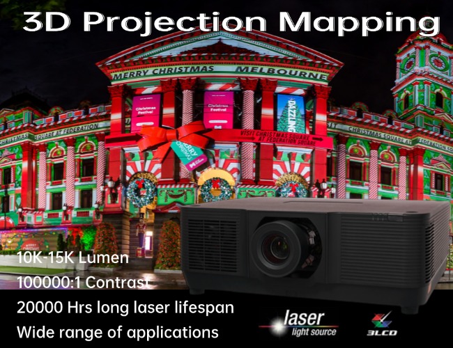 20000 Lumen WUXGA Laser Projector for Large Venue 3D Mapping Projection