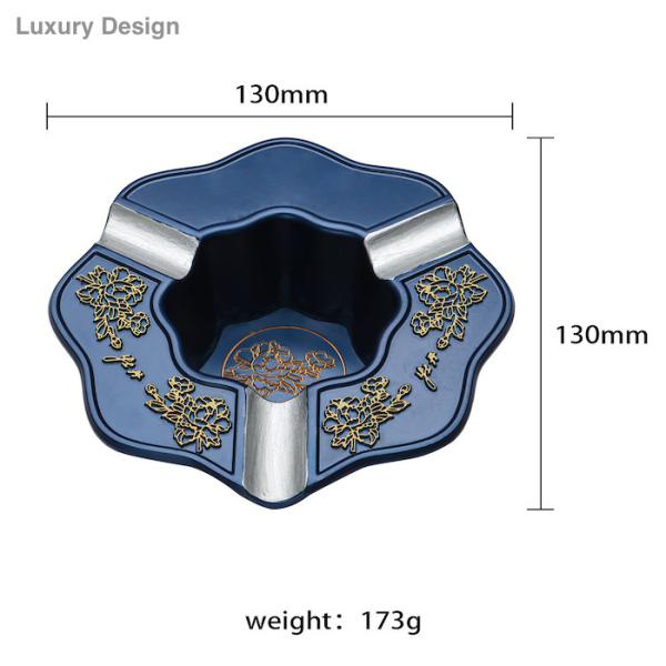 130*130MM Полированный Никелевый и Сливки Смертельное Синий Цвет Переносной Пепельницы на заказ С бархатным дном