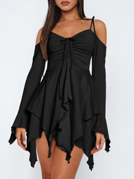Namoro Solid Halterneck Vestido Clássico Ruffle Rim Vestido Casual Para Mulheres Vestidos de Noiva