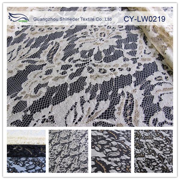 Eco Friendly Lace Metallic Nylon Fabric For Apparel Black CY-LW0219