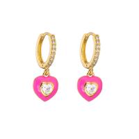 Boucles d'oreille pendantes de Zircon de l'or 18K de coeur coloré des bijoux DIY