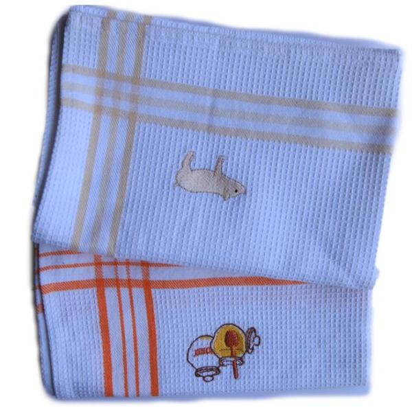 Cute Floral Tea Towels With Embroidered Logo , Custom Printed Tea Towels