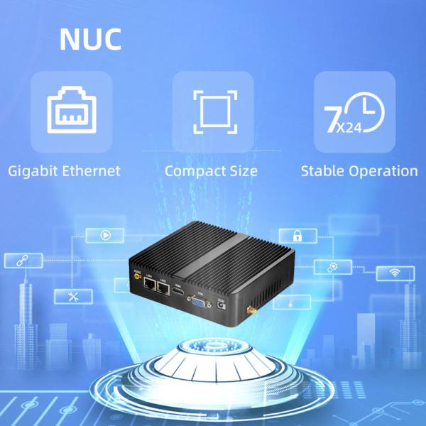 Dual Ethernet Dual COM PC industriel sans ventilateur sous Windows 10 Linux Mini Bureau
