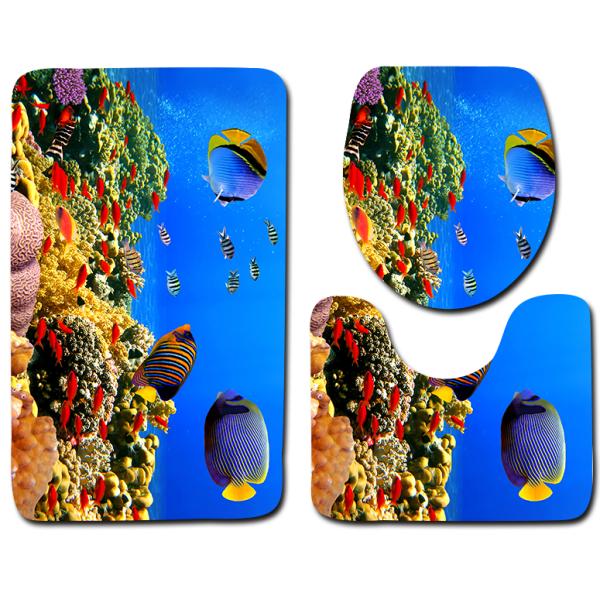 Dolphin Beach Toilet Seat Cushion Anti Skip Toilet Tank Cover Set