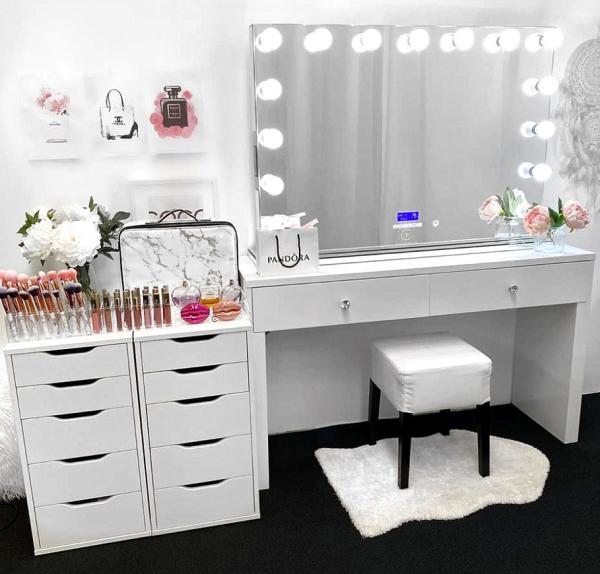 Customized Hollywood Dressing Table Mirrored Desk For Bedroom