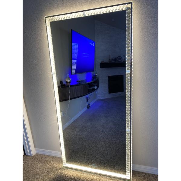 Led Light Up Full Length Floor Mirror For Bedroom Salon Vanity Crystals