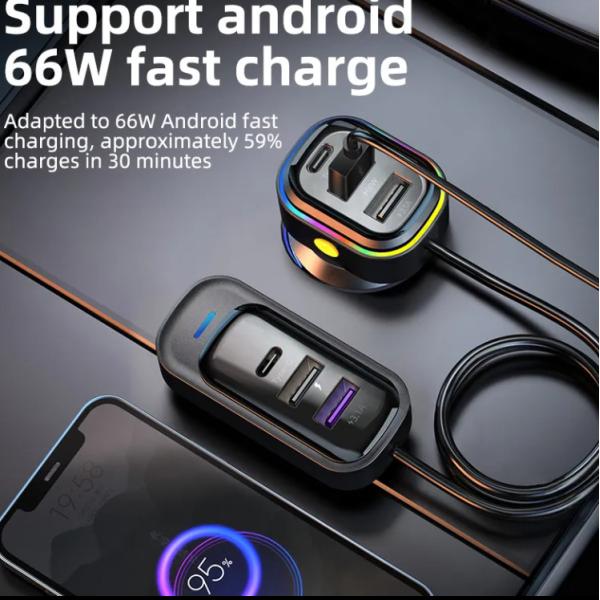 Cargador de teléfono para automóviles de 6 en 1 Cargador de teléfono celular pequeño rápido Adaptador de alimentación universal