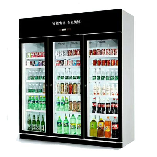 Upright Supermarket Commercial Glass Door Refrigerator Visicooler Showcase For Juice