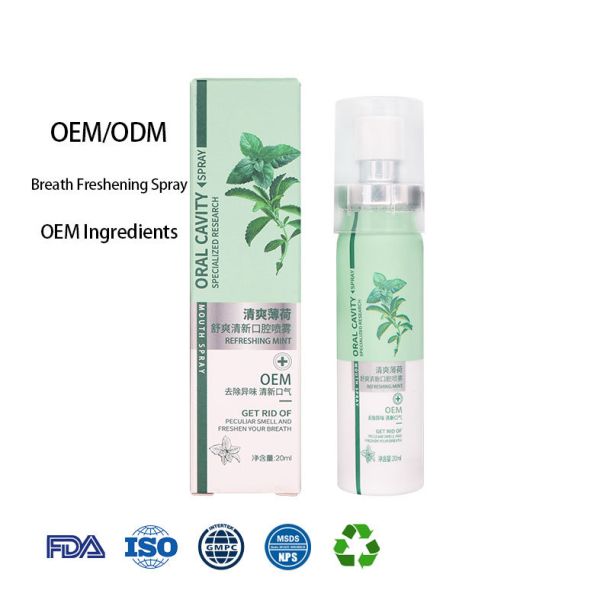 Wholesale Custom Portable Mouth Spray Long Lasting Fragrance Deodorizing Mint Flavored Breath Freshener for Outdoor Use