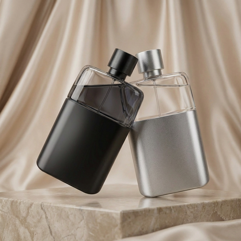 Anding Manufacturer Custom Printing 100ml Designer Flat Crimp Premium Refillable Spray Luxury Empty Glass Perfume Bottle