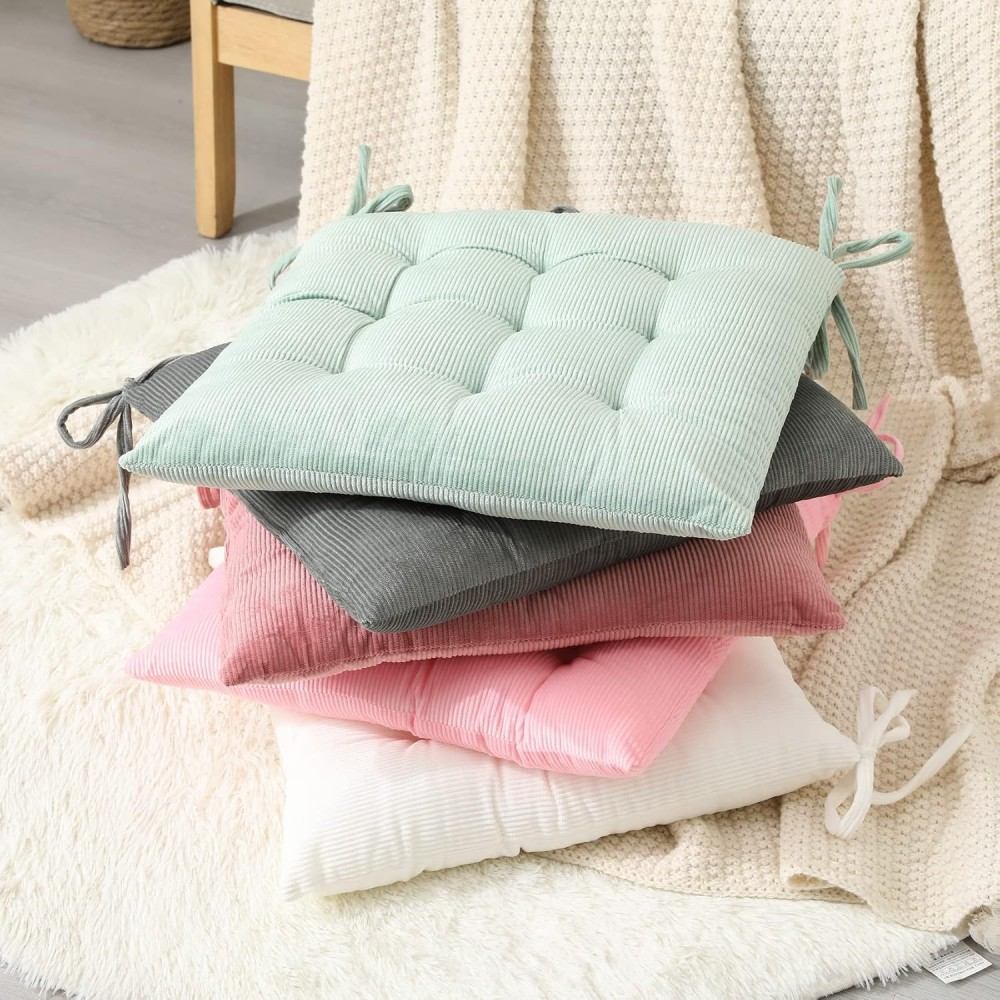 15.7 X 15.7 In Warm Corduroy Cushion Chair Pink Cord Cushions With Ties