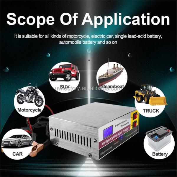 Motorcycle / Scooter Battery Charger 12V 10A 24V 5A Pulse Repair Charger PC Fireproof Material