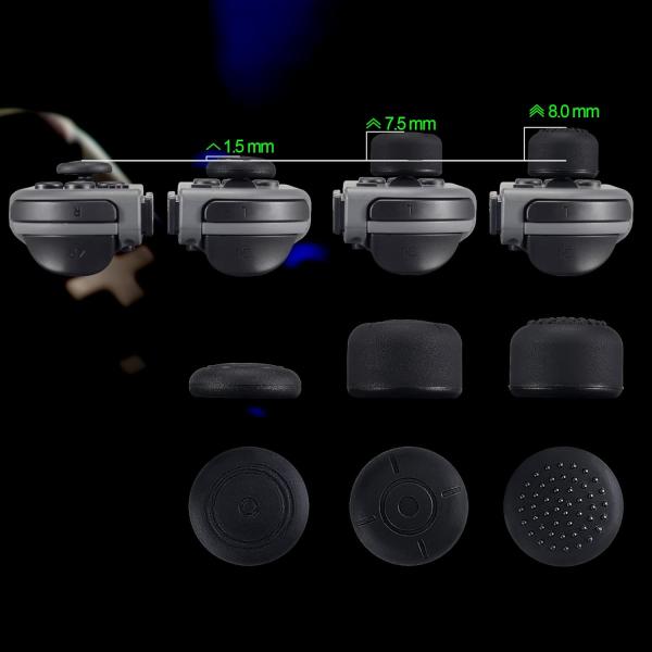 3 Pairs Anti-Slip Black Silicone Extended Length Thumb Grips For NS Joy-Con