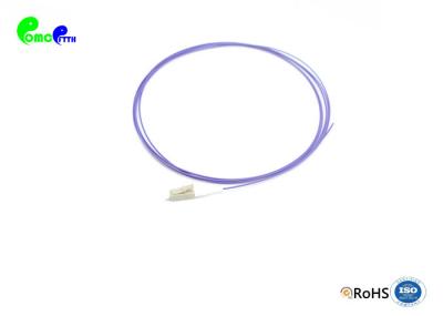 Optical Fiber Pigtail OM4 50 / 125 Simplex 0.9mm LC UPC With Violet Tight buffer 2M LSZH Jacket